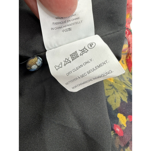 Madewell x No. 6 Garden Bouquet Silk Beacon Mini Dress 0 Black Pink Blue Floral - Picture 7 of 9